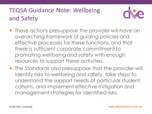 Wellbeing and safety guidance note
