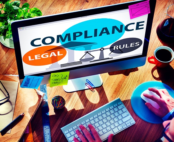 Compliance Legal Rules on a laptop